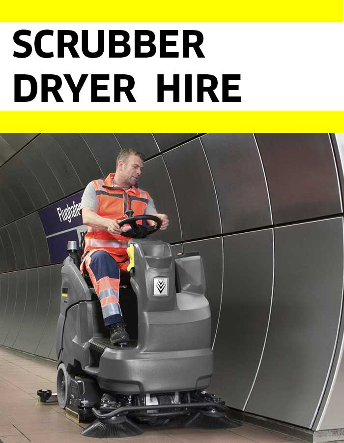 Scrubber dryer cleaning a railway station